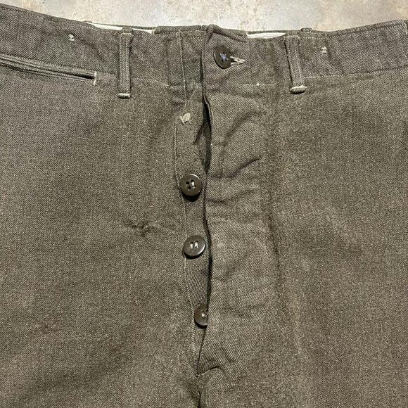 Vintage WW2 Army Military Green Wool Trousers Pants 32x28 - Picture 2 of 5